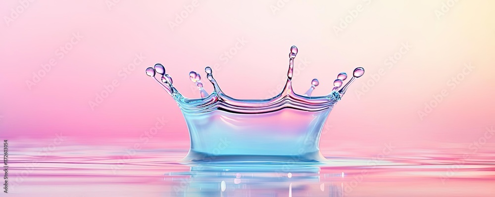 Poster splash abstract background concept. a vibrant water splash creating a crown shape in a serene enviro