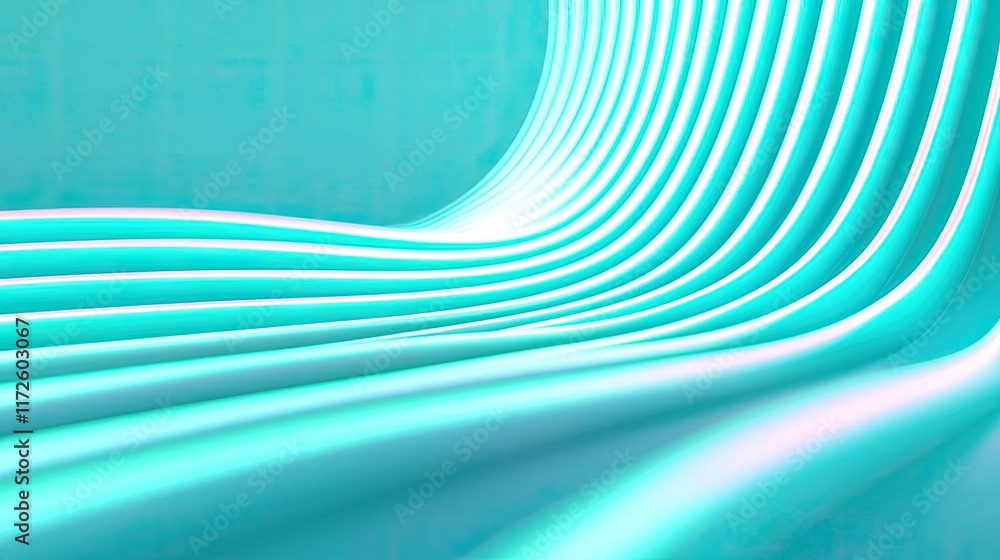 Poster Waves abstract background idea. Abstract wavy lines in soothing teal colors create a sense of motion and calm.