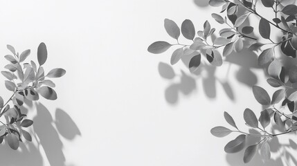 Obraz premium Monochrome leaves and shadows on white background. (1)