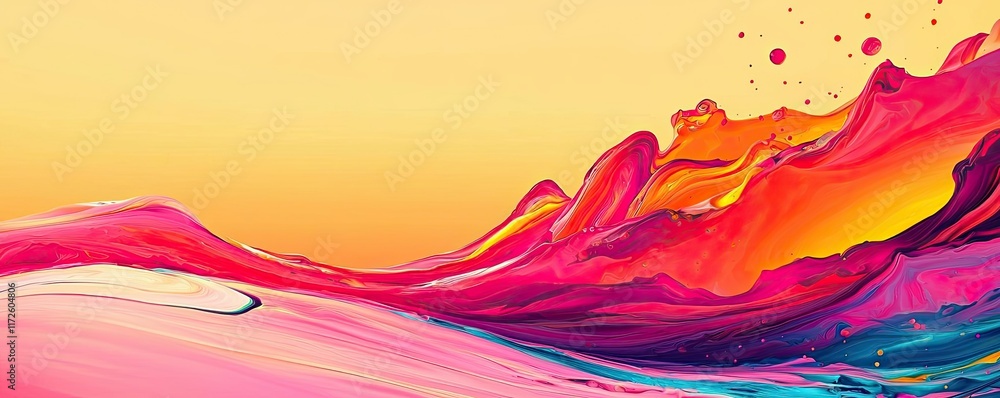 Poster splash abstract background concept. vibrant abstract waves of color blending in harmony against a br