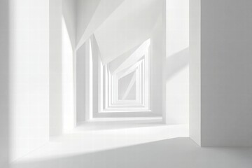 Pristine white paper placed in a minimalist space illuminating soft shadows and creating a calming atmosphere. Generative AI