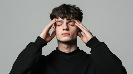 Young Man Expressing Stress and Contemplation