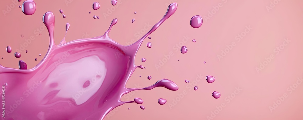 Aufkleber splash abstract background concept. a vibrant splash of pink paint against a soft pink background, c