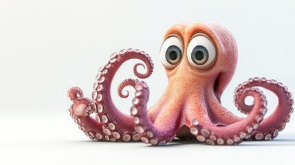 Cute cartoon octopus with big eyes on white background. (3)