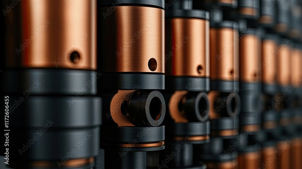 Poster metallic abstract background concept. close-up of industrial valves in a machinery setup, showcasing