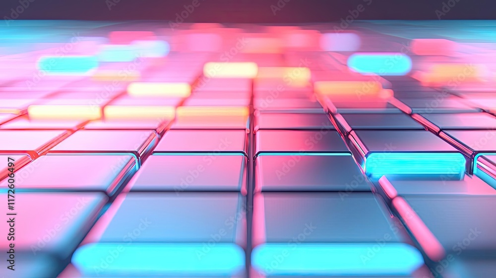 Poster Splash abstract background concept. Colorful abstract technology background with illuminated squares in dynamic pattern.