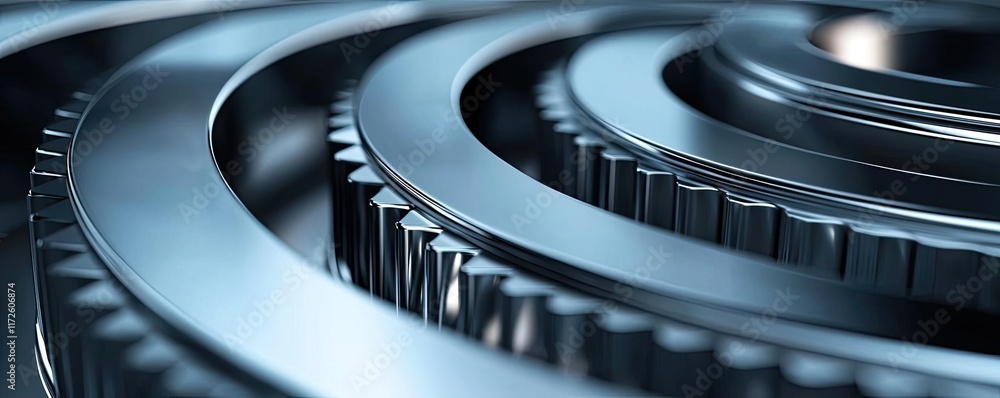 Aufkleber Metallic abstract background concept. Close-up view of metallic gears in motion, showcasing precision engineering and technology.