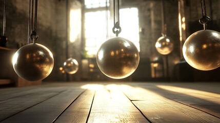 Beautiful glass ball with Christmas tree and gift on blurred background, space for text. Bokeh effect