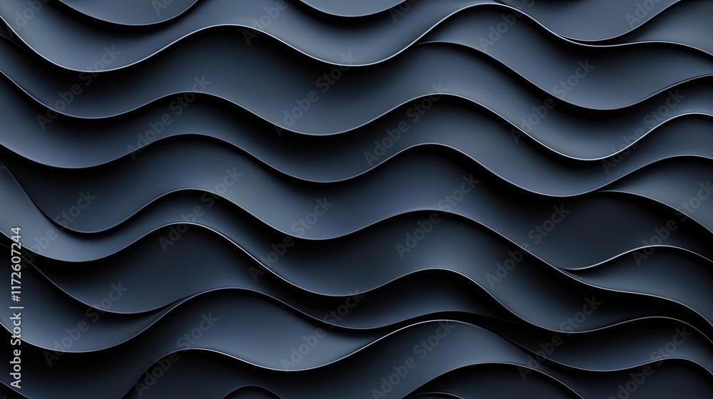 Poster Metallic abstract background concept. A stunning abstract wave pattern design in dark tones, perfect for modern backgrounds.