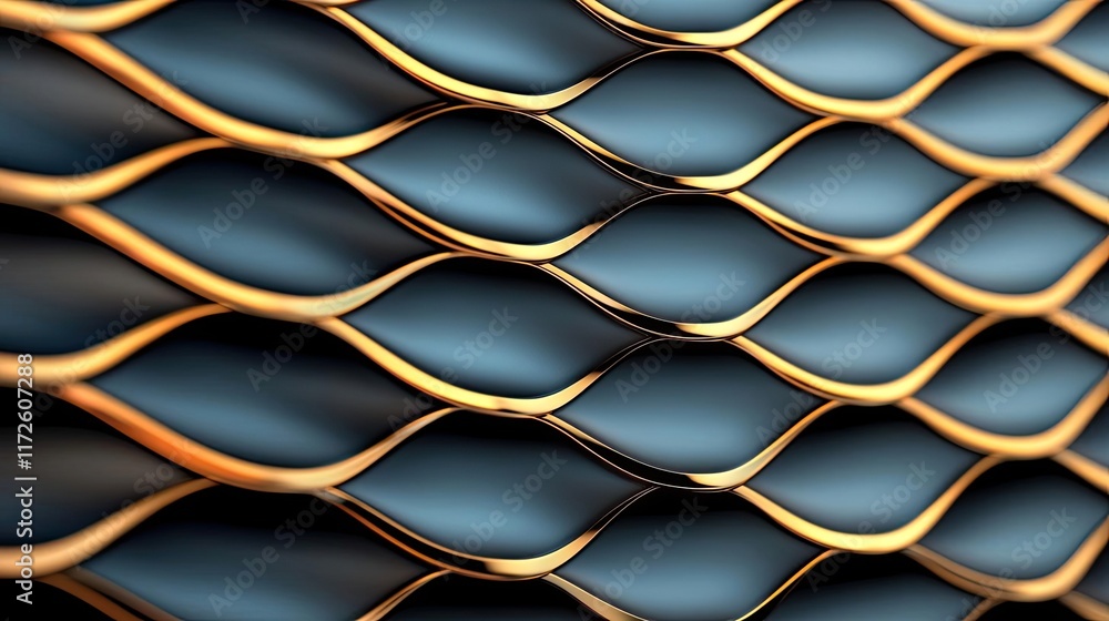 Poster Metallic abstract background concept. Abstract close-up view of textured layers with metallic elements and unique patterns.