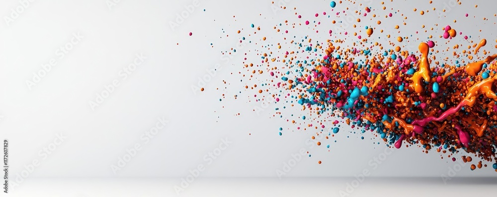 Poster Splash abstract background concept. Vivid splash of colors creating an energetic and dynamic abstract design.