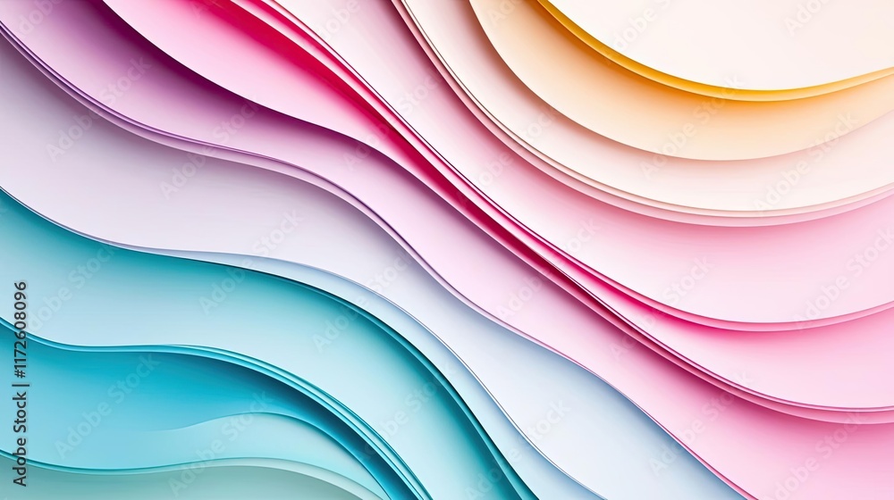 Poster Waves abstract background idea. Colorful abstract waves of paper create a vibrant and dynamic background.