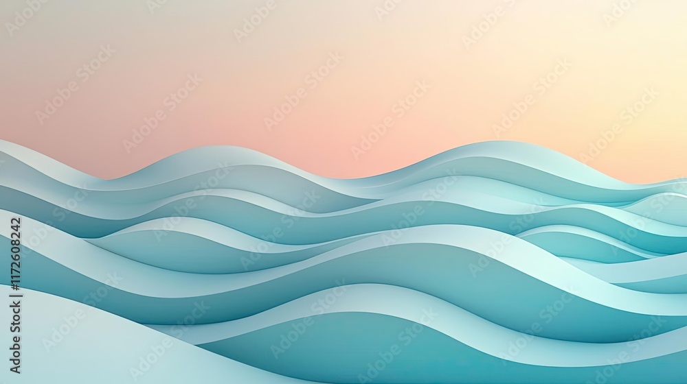Poster waves abstract background idea. gentle waves create a serene and tranquil atmosphere under a pastel 