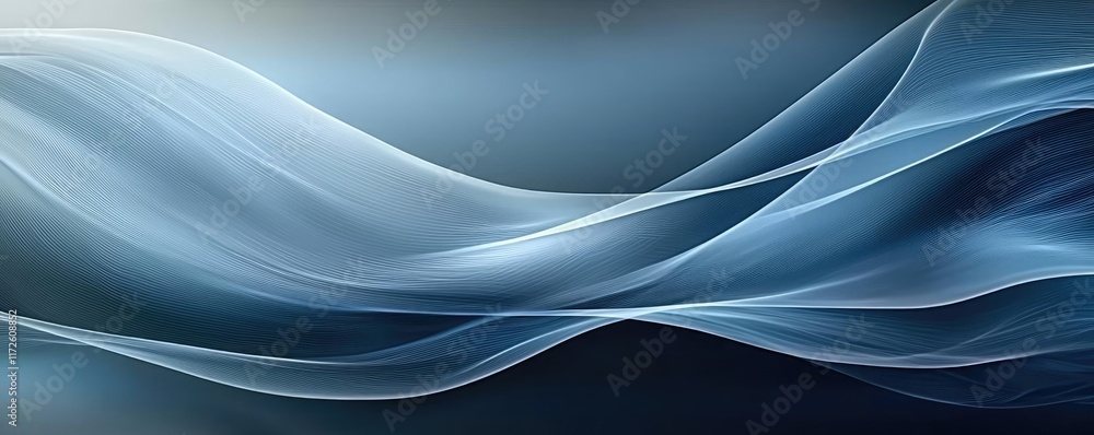 Poster Waves abstract background idea. A serene abstract composition showcasing flowing blue waves and soft gradients.