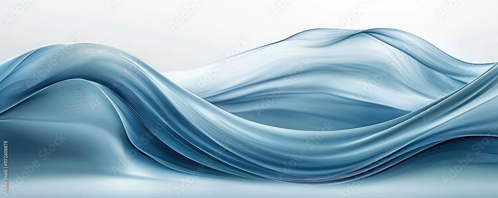 Poster Waves abstract background idea. Abstract blue waves create a smooth, fluid texture for design and artistic purposes.