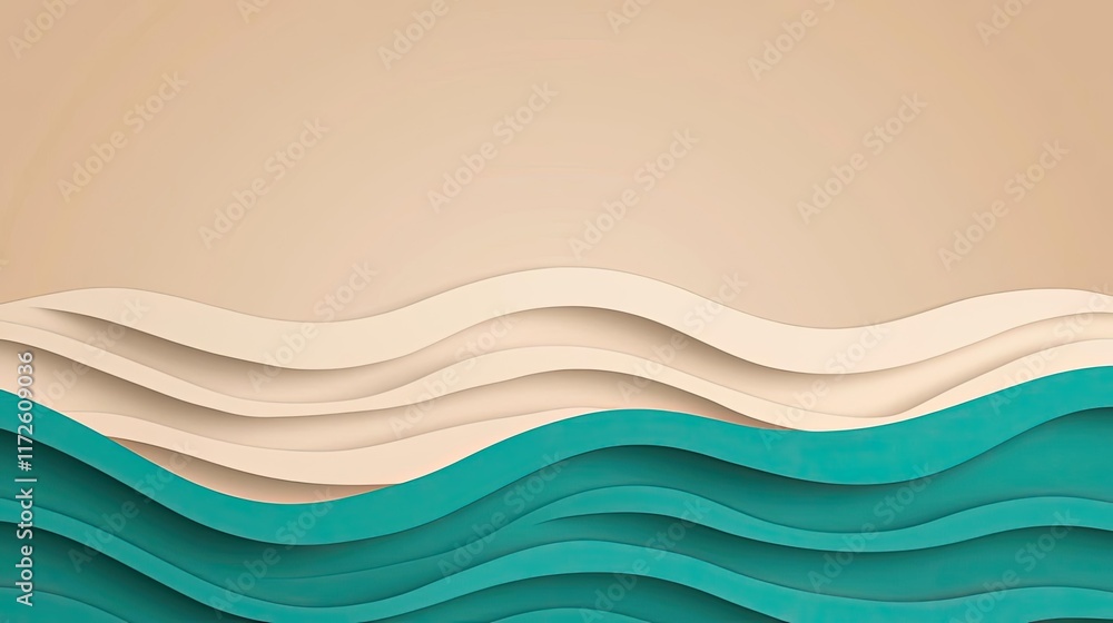 Poster waves abstract background idea. abstract illustration of layered waves in soft colors, perfect for b