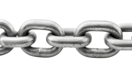 Close-up of industrial metal chain links showcasing strength and durability, perfect for representing security, connection, and construction themes in design projects.