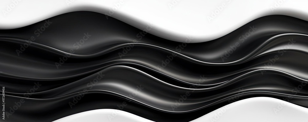 Aufkleber Waves abstract background idea. Abstract wavy lines in black and white create a smooth, modern visual for design projects.