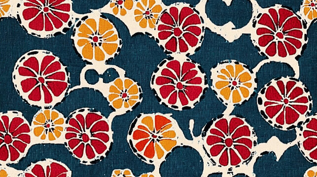 Indigo Batik Daisy Rosettes