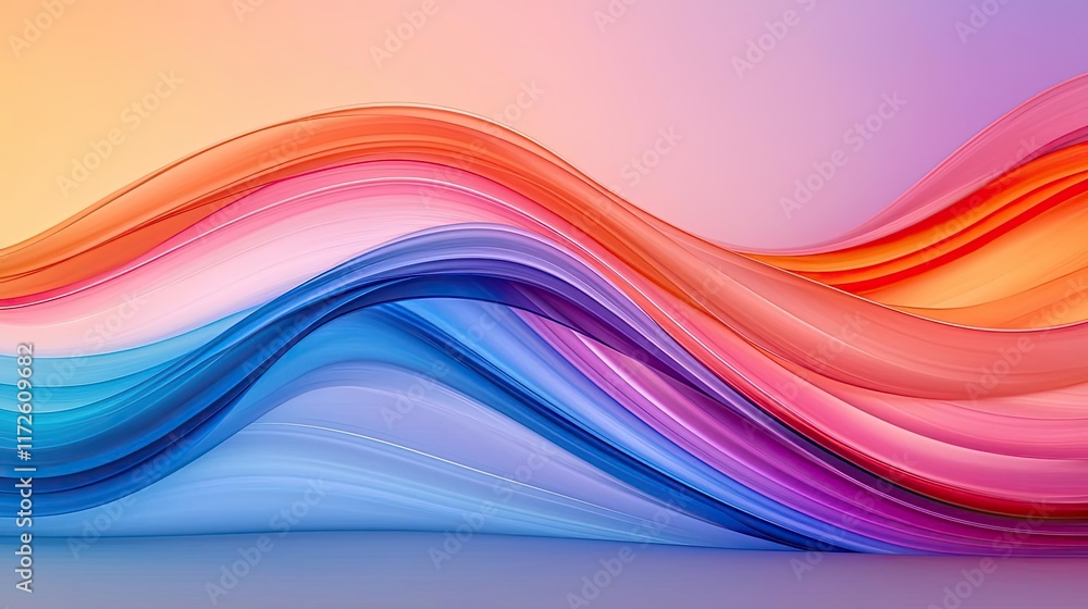 Poster Waves abstract background idea. Vibrant flowing waves of color create a dynamic abstract background for design.