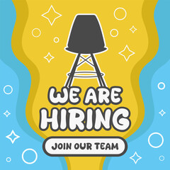 Open vacancy or hiring social media poster design with chair illustration