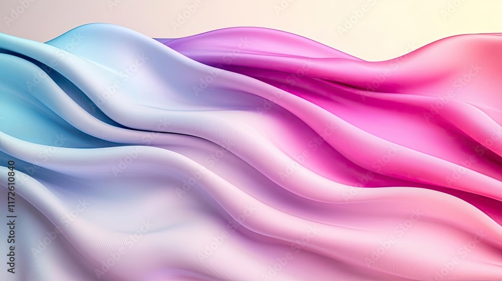 Poster Waves abstract background idea. Colorful fabric waves create a soft, flowing abstract background with graceful curves.
