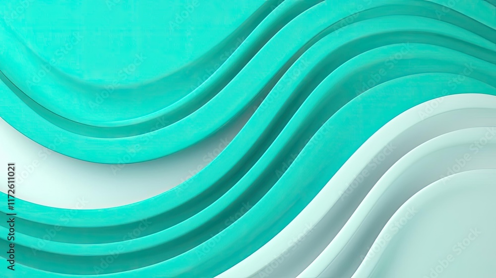 Poster waves abstract background idea. abstract wavy shapes in soothing teal tones for creative projects an