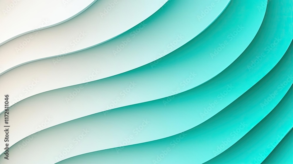 Poster Waves abstract background idea. Abstract wavy pattern in green and white tones for creative and design projects.