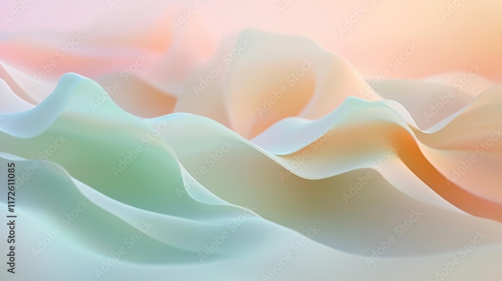 Poster Waves abstract background idea. Abstract waves of soft colors creating a serene and tranquil background.