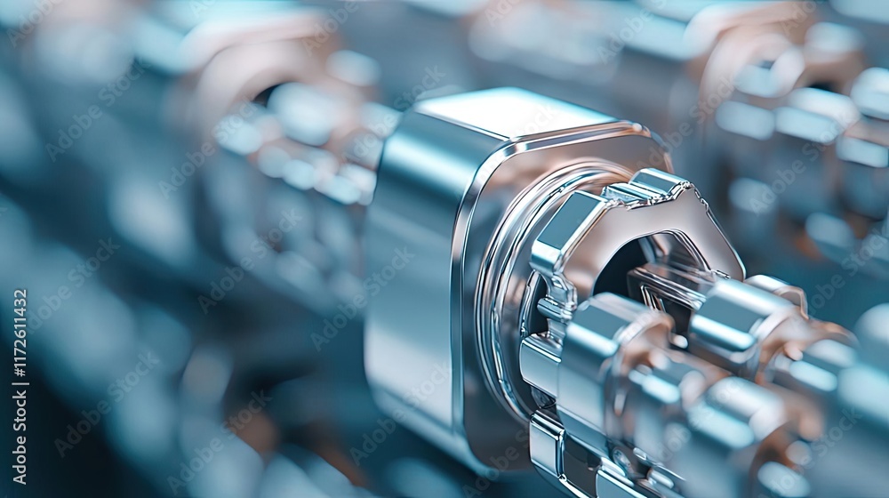 Poster metallic abstract background concept. close-up of precise metallic machinery components showcasing e