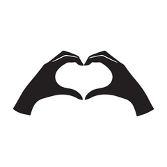 Elegant Black Silhouette Hands Forming a Heart Shape