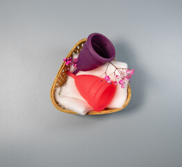 two menstrual cups two colors, eco friendly sanitary pads alternate