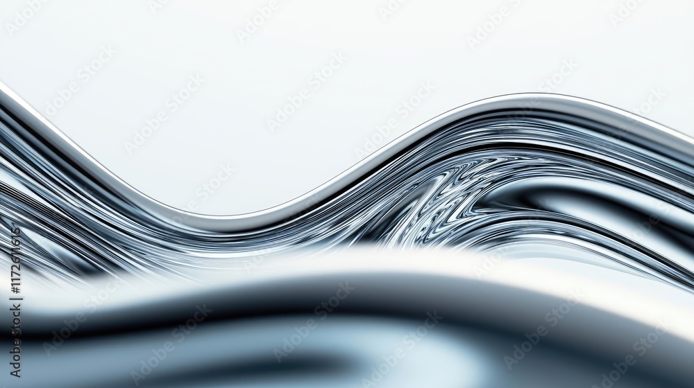 Poster Metallic abstract background concept. Abstract wave design with a smooth metallic texture creating depth and motion.