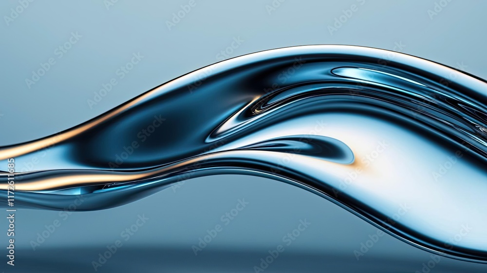 Poster Metallic abstract background concept. Dynamic wave of metallic liquid creates an abstract, fluid visual effect.