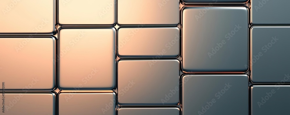 Aufkleber Metallic abstract background concept. Stylish abstract design with metallic squares creating a visually appealing pattern.