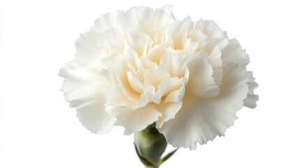 A single off white carnation flower blooms beautifully