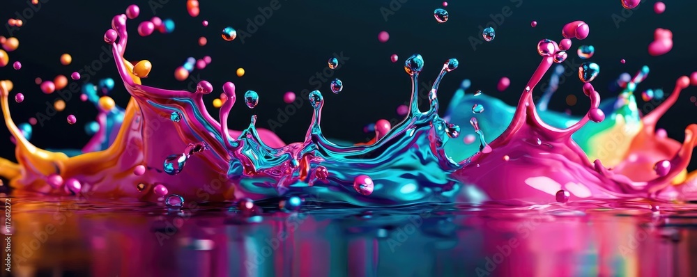 Poster Splash abstract background concept. Colorful splashes of paint creating a dynamic and vibrant visual effect.