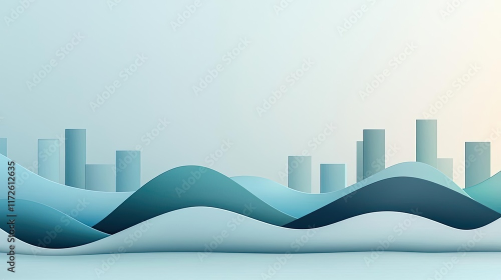 Aufkleber waves abstract background idea. abstract wave design with geometric shapes in soothing blue tones fo