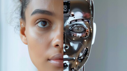 Human and Robot Face Split with Mechanical Detail