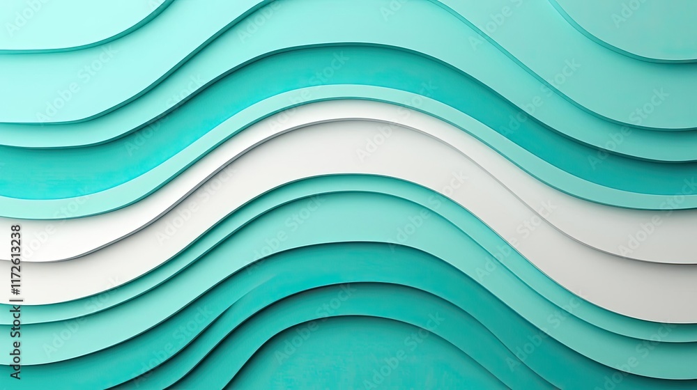 Poster waves abstract background idea. abstract wavy textures in teal and white for creative designs and ba