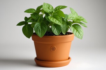 Lush Green Plant Thriving In Terracotta Pot