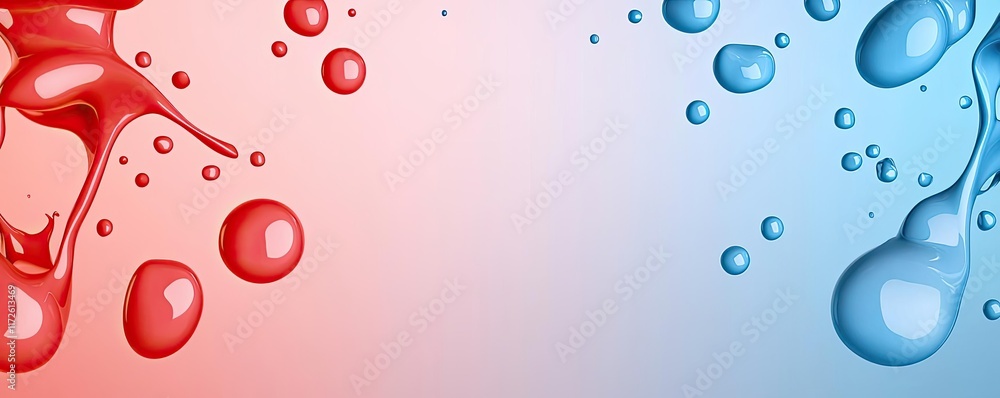 Poster Splash abstract background concept. Colorful splashes of red and blue liquid create an eye-catching abstract background.