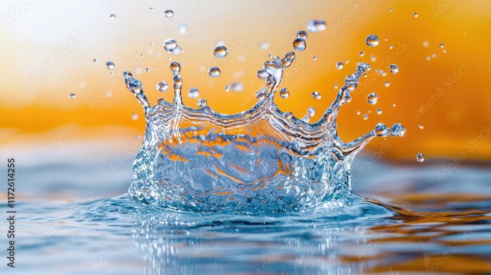 Poster Splash abstract background concept. A stunning close-up of a water splash creating ripples in a vibrant backdrop.