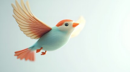 Obraz premium A vibrant dove with colorful wings in flight, isolated on a white background.