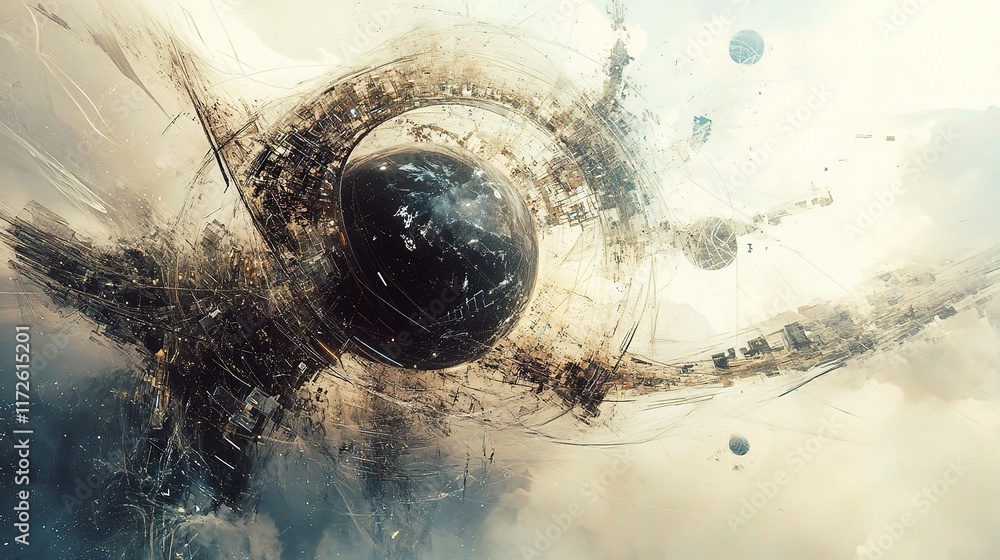Poster abstract structure representing global technology in futuristic design