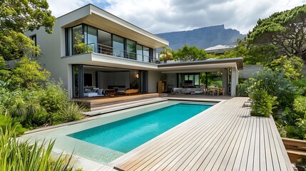 Fototapeta premium Luxury Modern House with Pool and Landscaping
