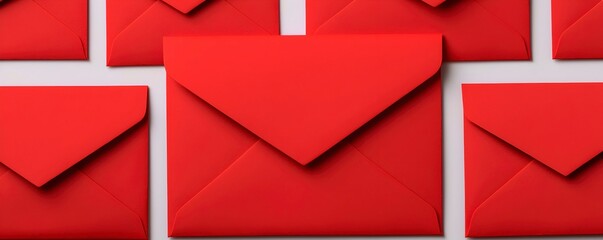 Red Envelopes Arranged on a Light Background