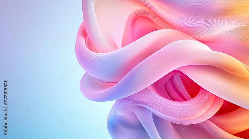 Poster Soft abstract background idea. A vibrant wave of pink and blue colors creating an abstract background.