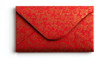 Elegant Red Envelope with Gold Floral Pattern