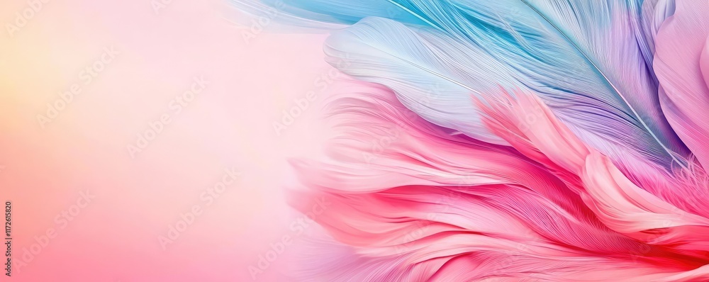 Poster feather abstract background concept. abstract colorful design with flowing shapes in soft pink and b